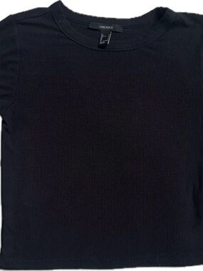 Forever 21 Black Ribbed Crewneck Short Sleeve Tee